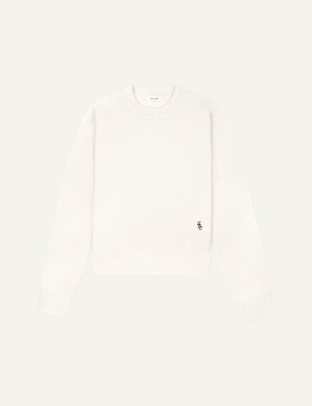 Sporty and Rich cropped cashmere sweater ecru front view