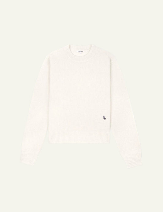 Sporty and Rich cropped cashmere sweater ecru front view
