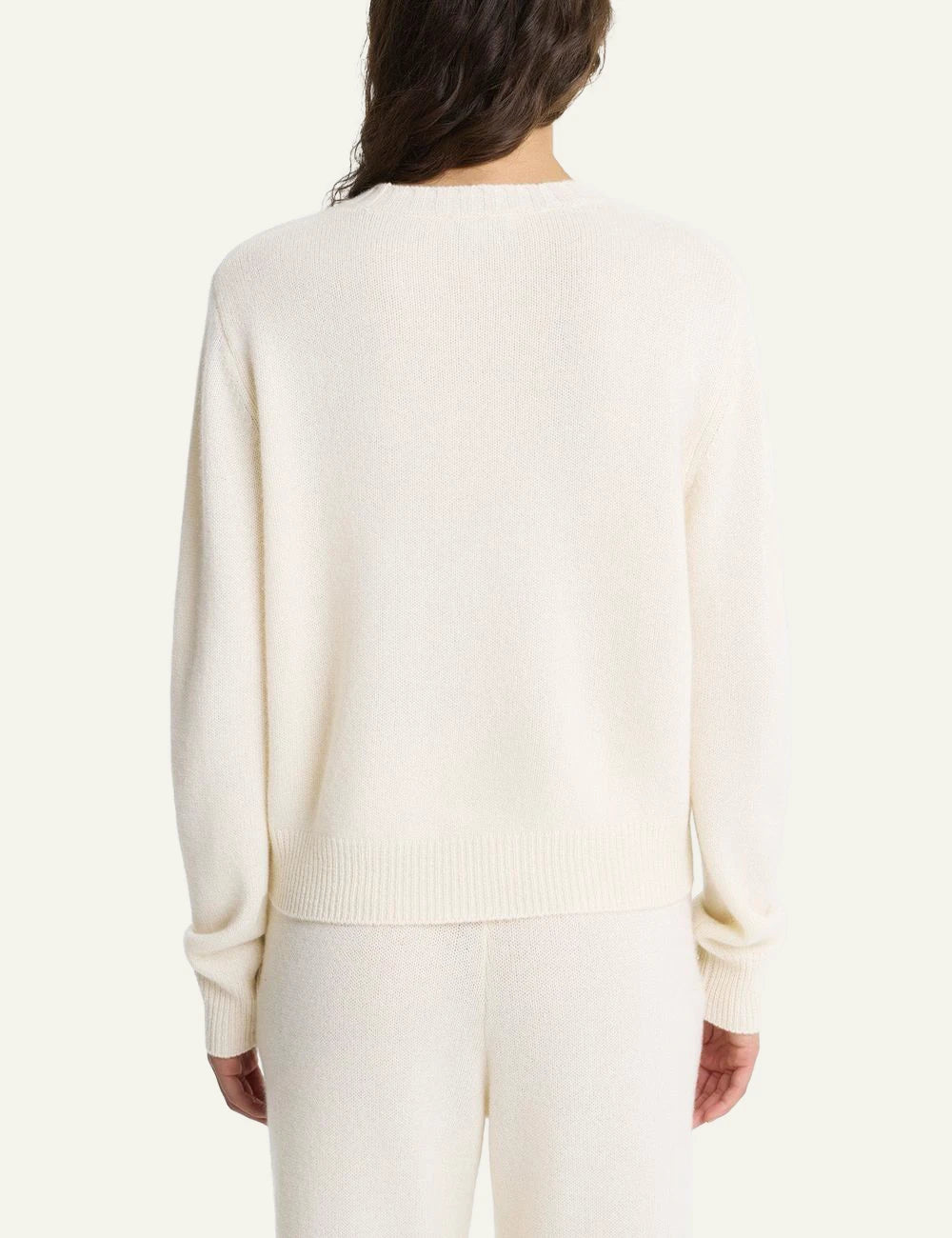 Sporty and Rich cropped cashmere sweater ecru back view