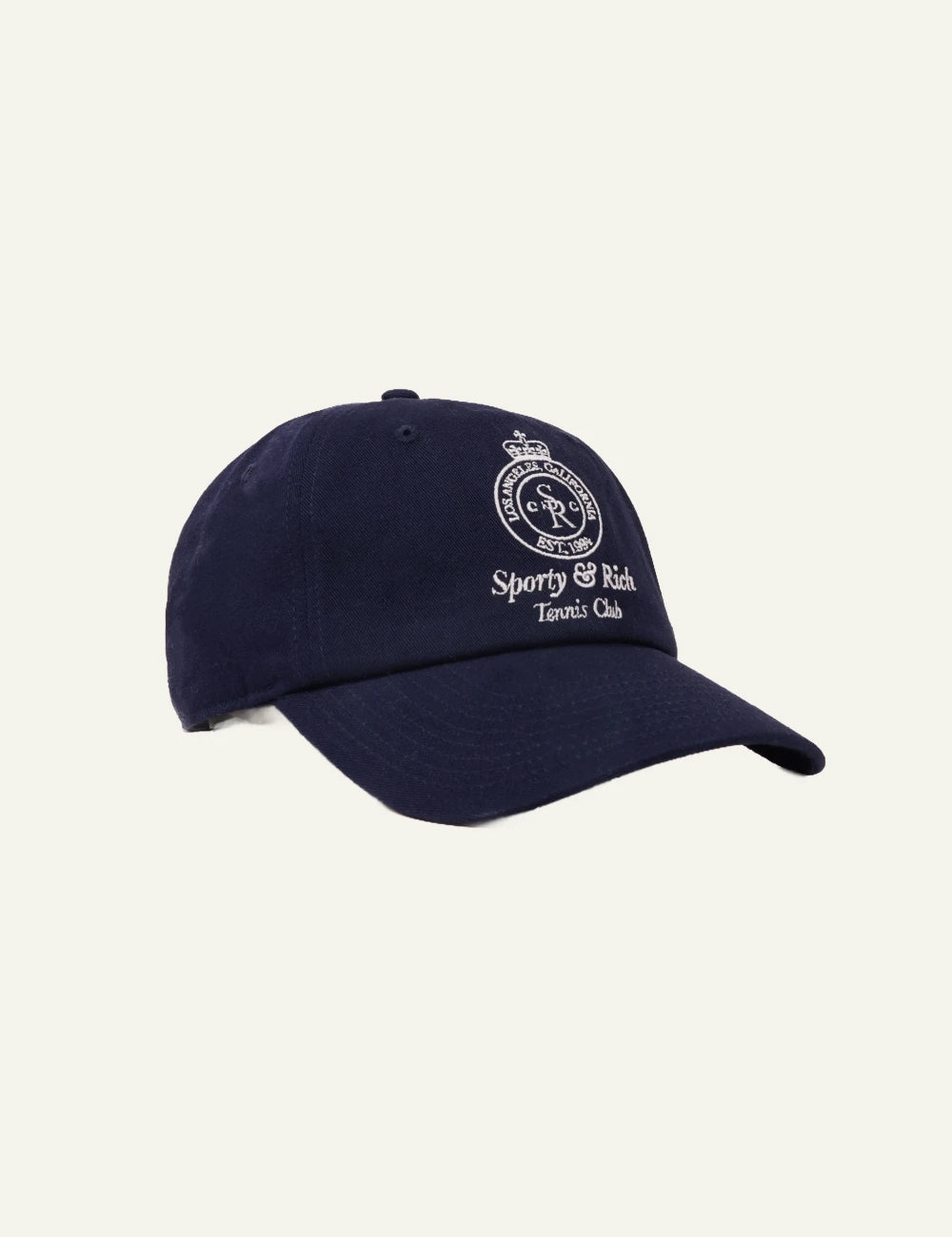 Sporty &amp; Rich crown tennis hat dark navy embroidered side view