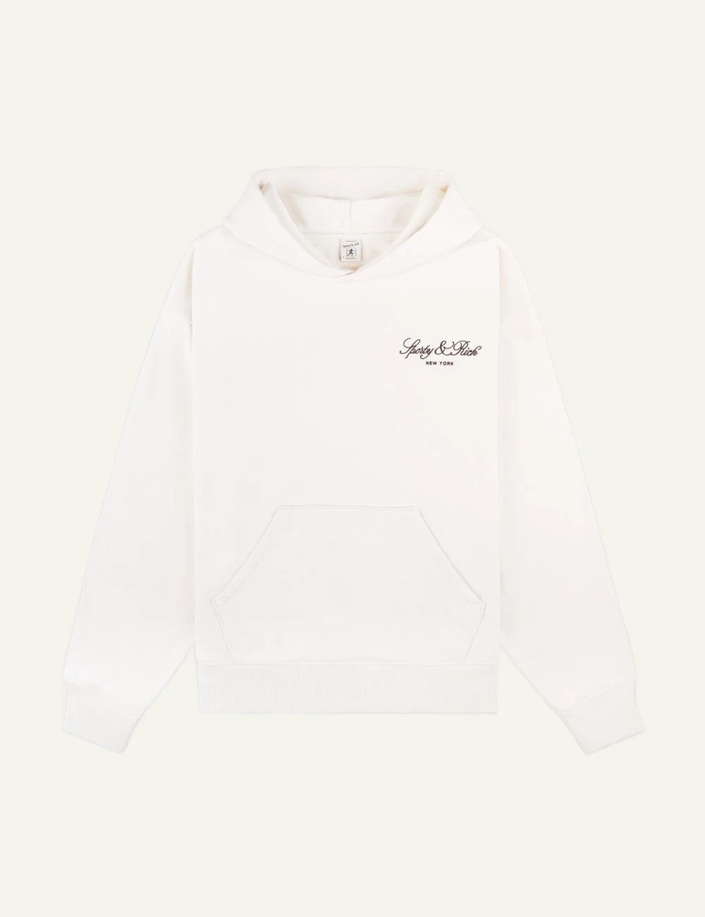 Sporty and Rich ecru hoodie embroidered logo front view