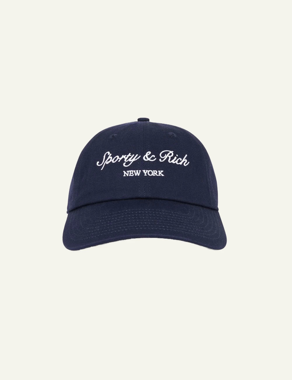 Sporty and Rich New York navy baseball cap with embroidered logo front