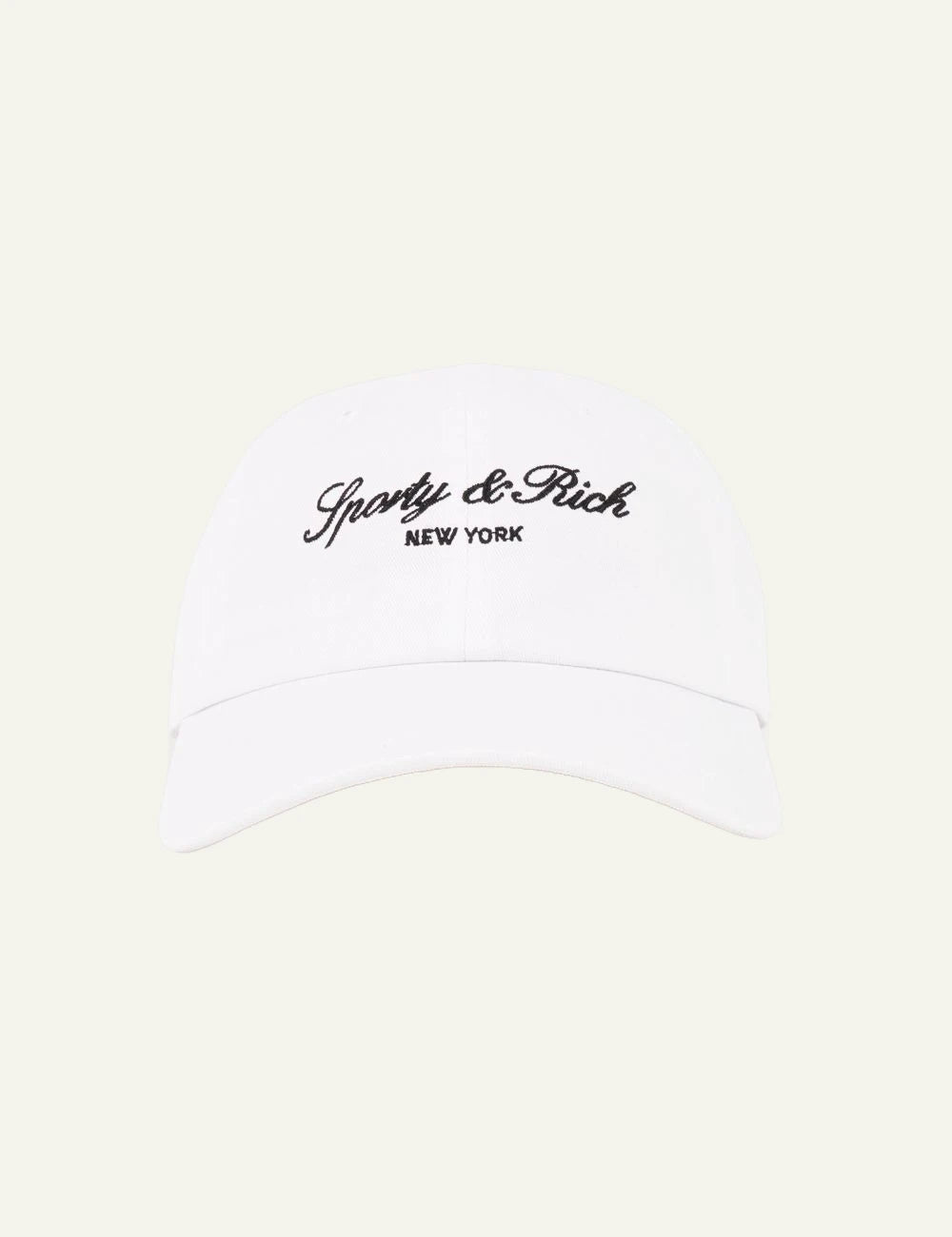 Sporty and Rich New York white baseball cap with embroidered logo front