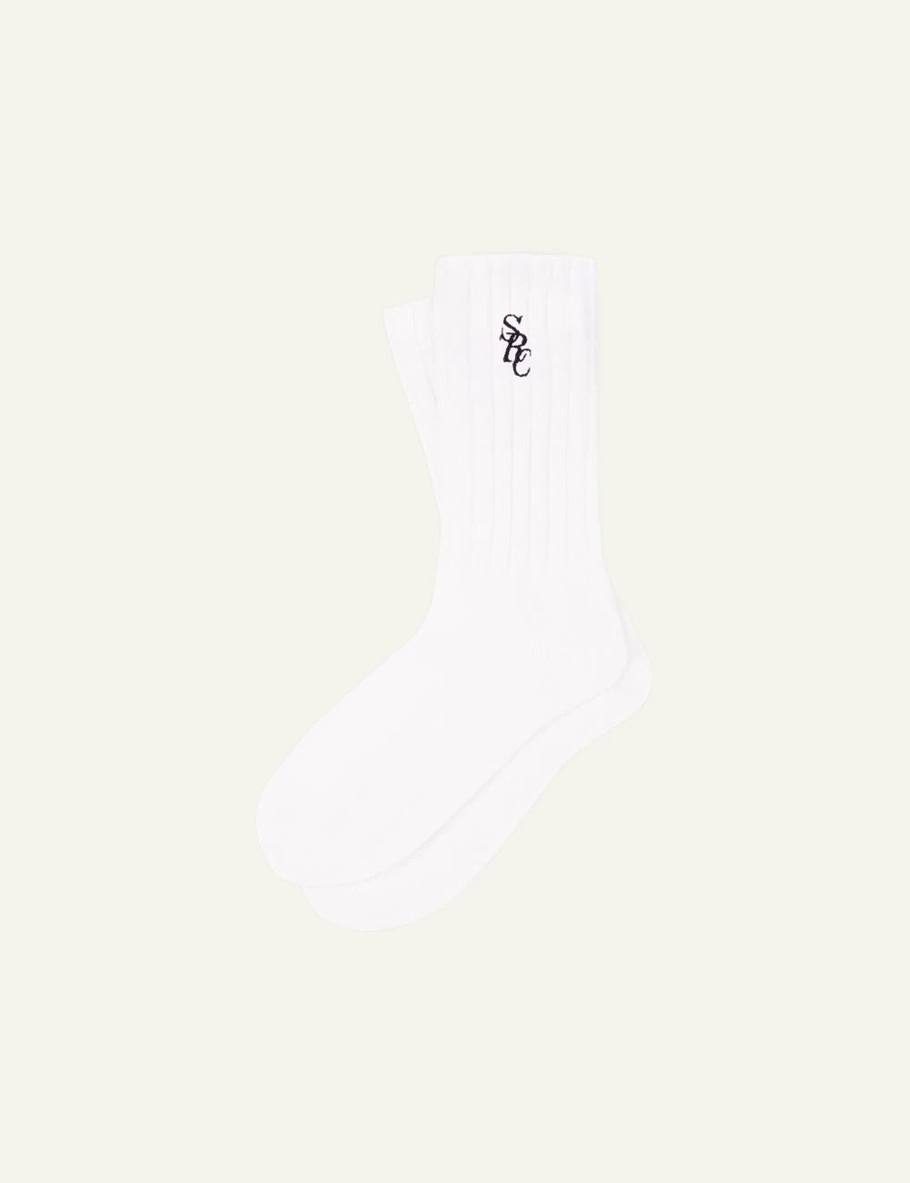 Sporty and Rich white ribbed socks with embroidered logo 