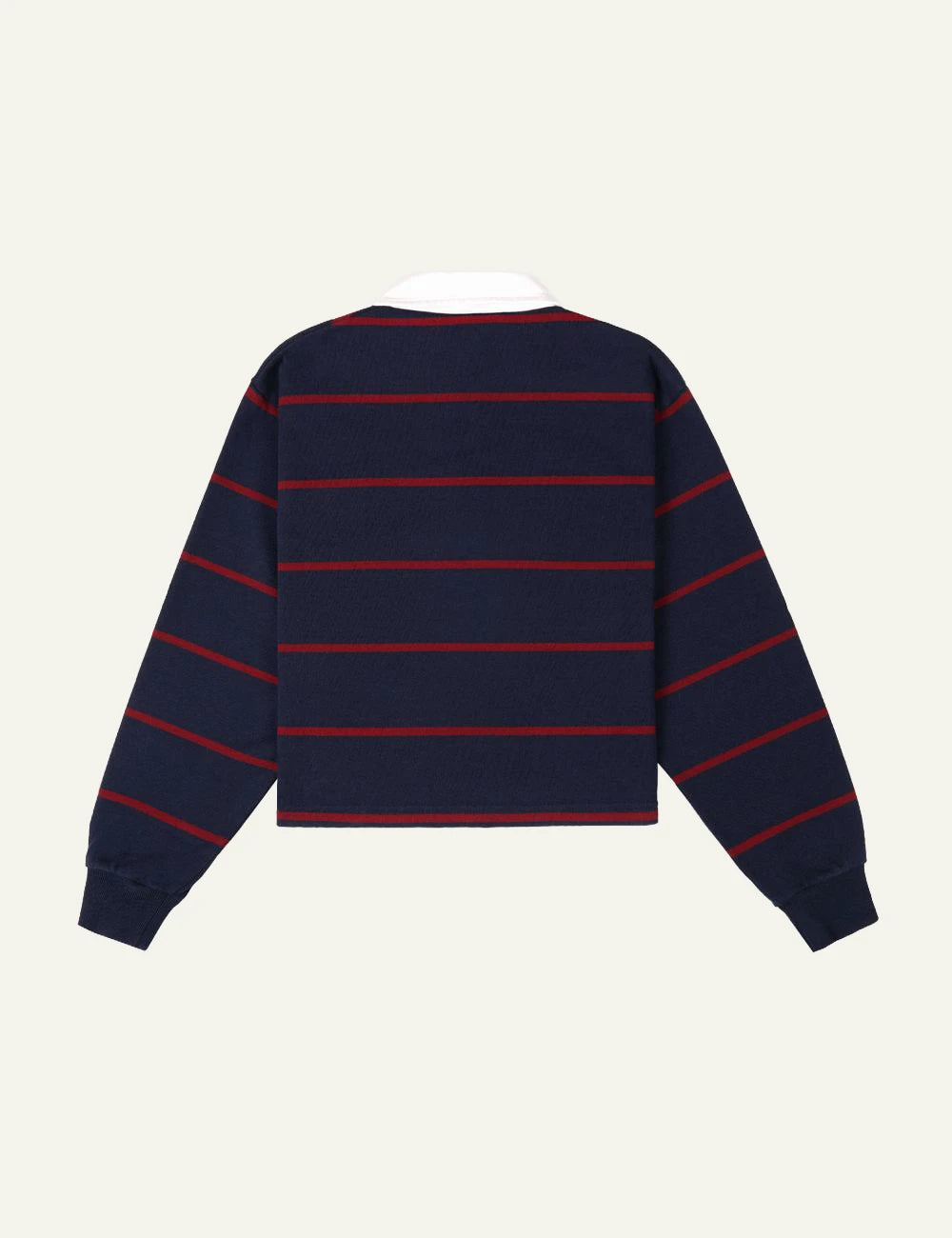 Sporty and Rich striped rugby polo navy red with white collar back view