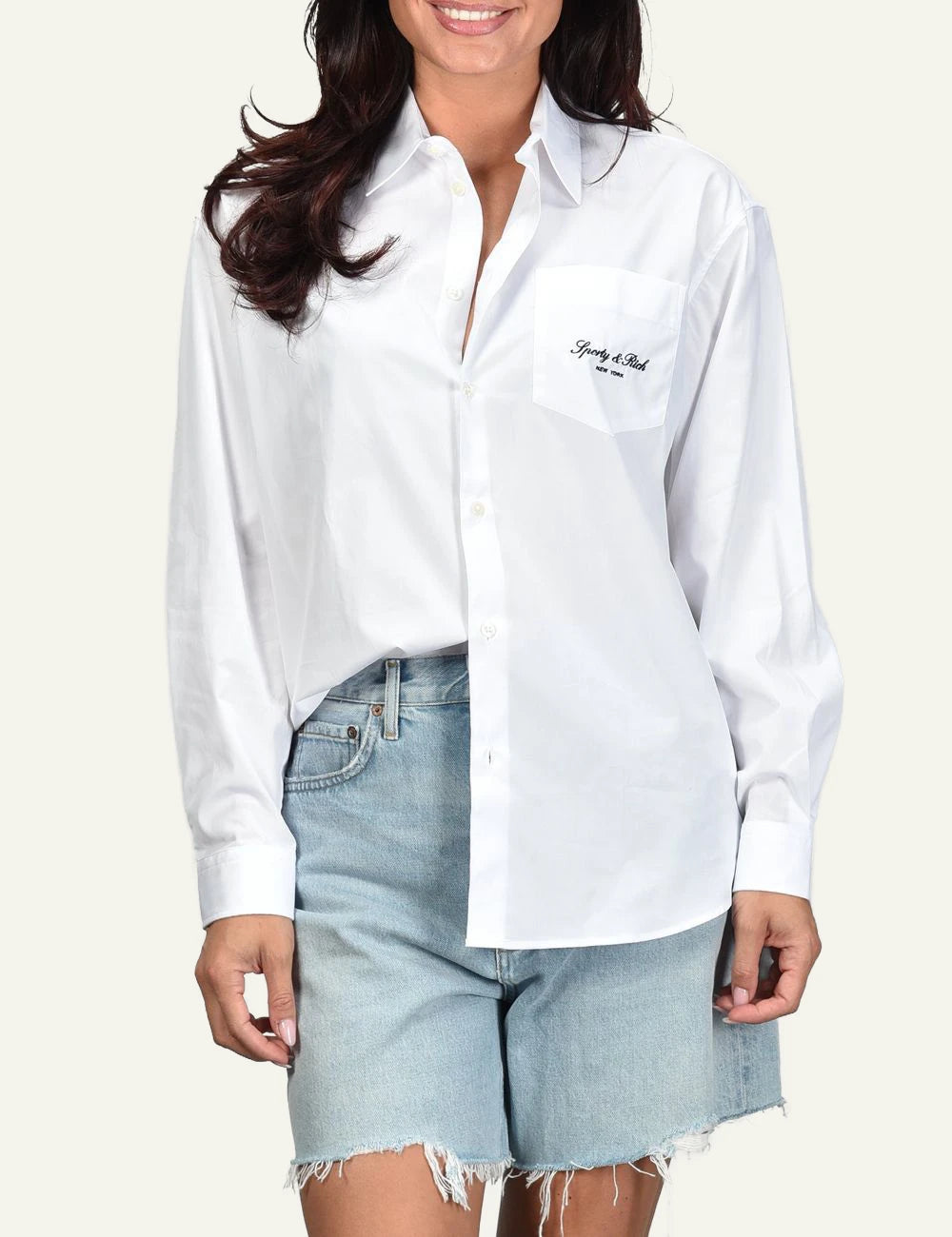 Sporty &amp; Rich Signature NY oversized white shirt front view