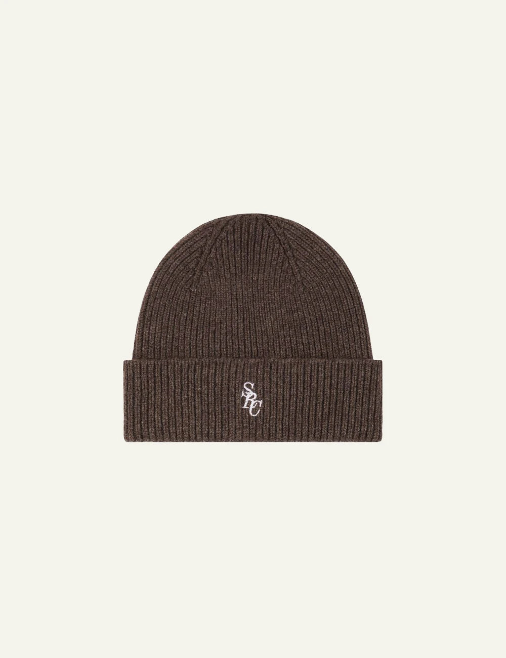 Sporty &amp; Rich SRC cashmere beanie toffee ribbed front view