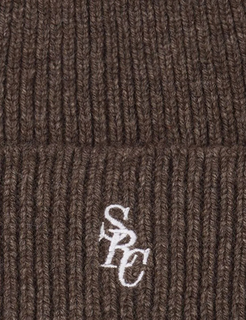 Sporty &amp; Rich SRC cashmere beanie toffee ribbed front detail view