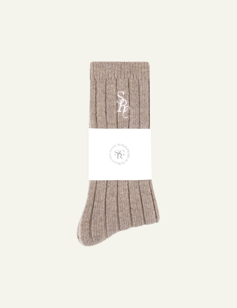Sporty &amp; Rich SRC cashmere socks tapioca ribbed pair view detail