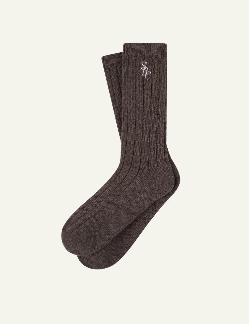 Sporty &amp; Rich SRC cashmere socks toffee ribbed pair view