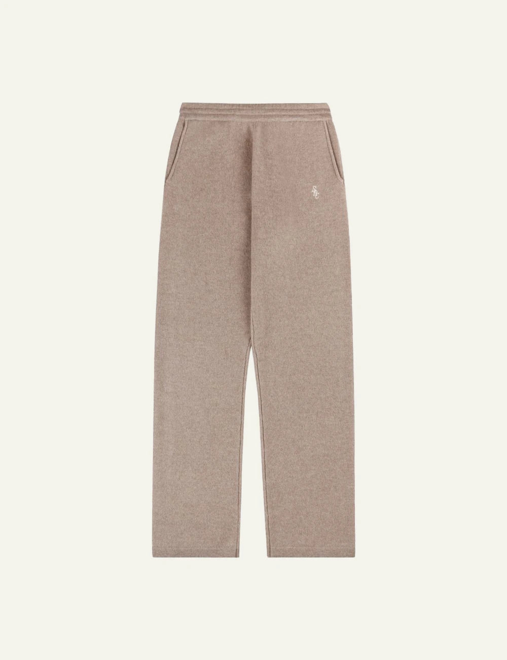 Sporty &amp; Rich SRC cashmere trousers tapioca wide leg front view