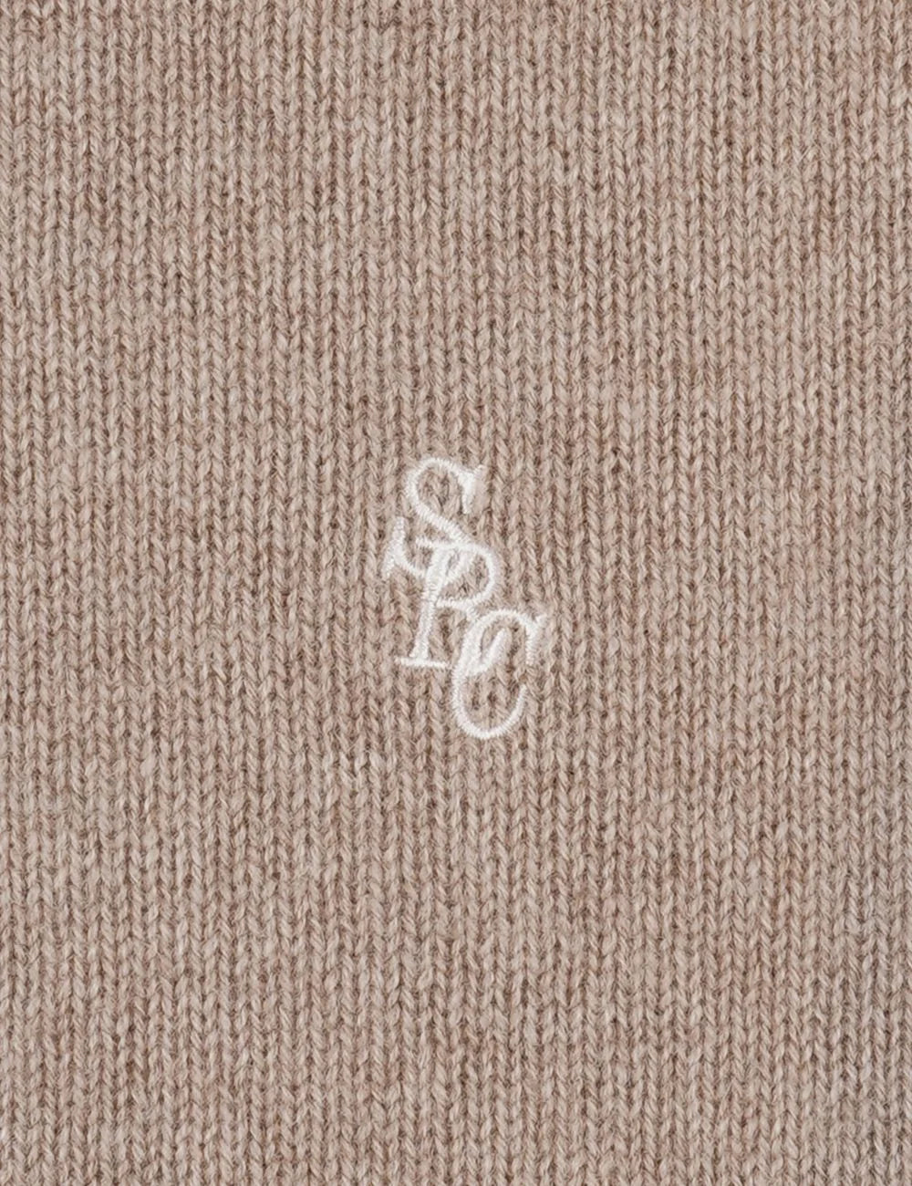 Sporty &amp; Rich SRC cashmere v neck sweater tapioca front logo view
