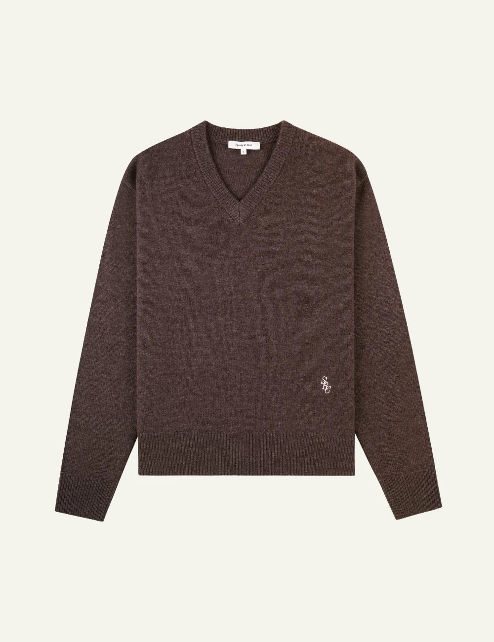 Sporty &amp; Rich SRC v neck sweater toffee front view