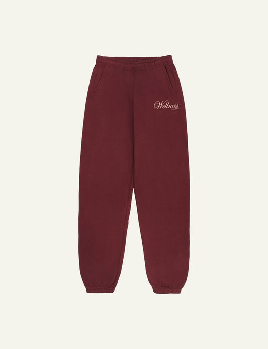 Sporty and Rich wellness sweatpants merlot front view