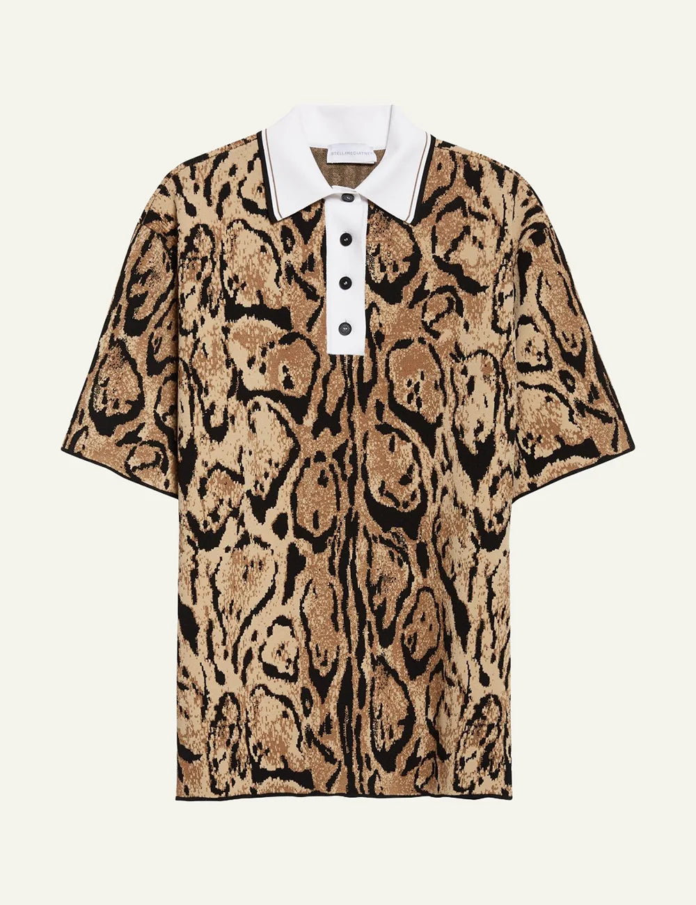 Γυναικείο Stella McCartney polo sweater με leopard jacquard και λευκό γιακά