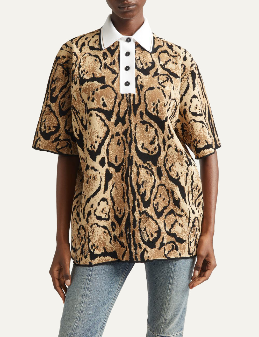 Luxury Stella McCartney polo sweater resort style leopard knit