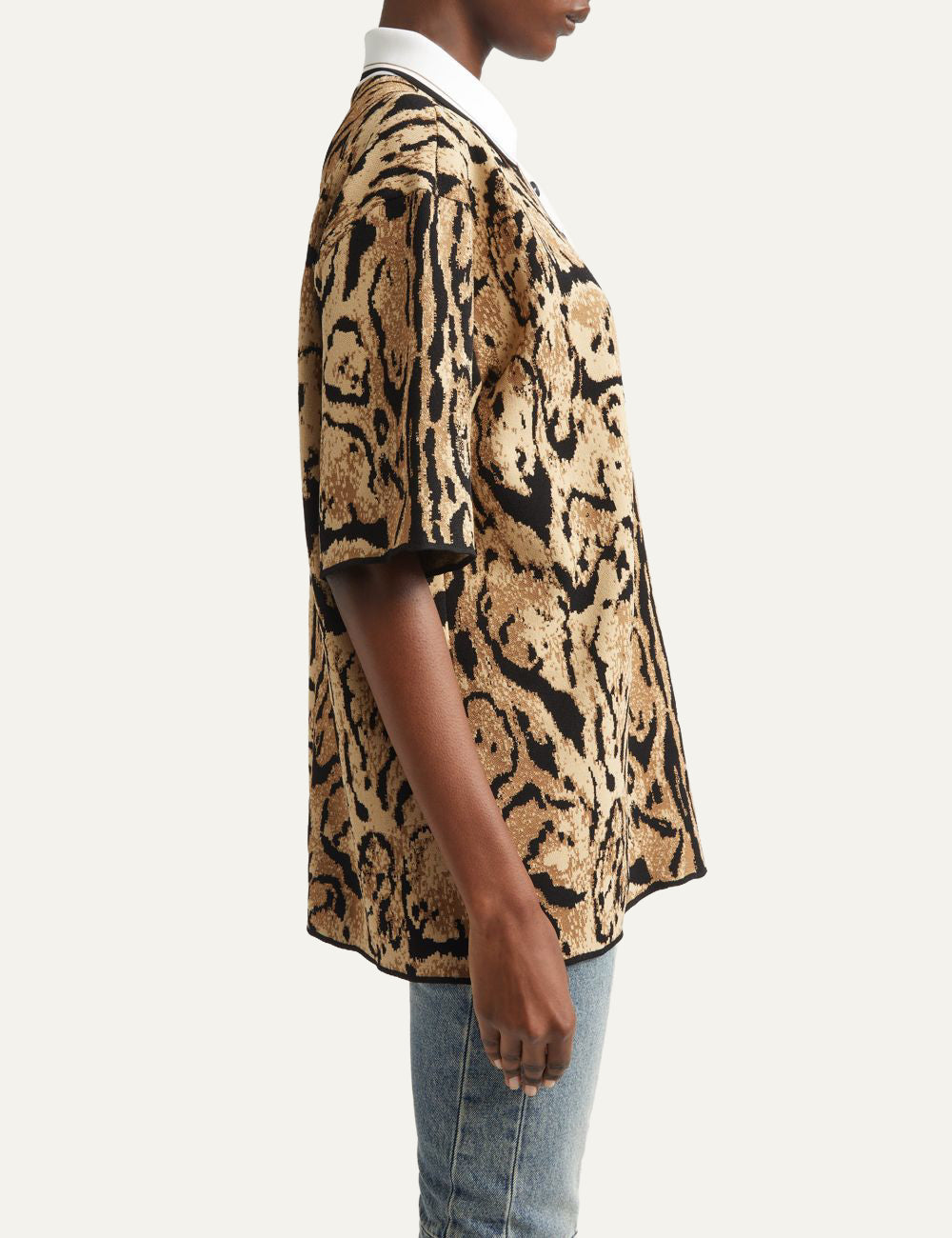 Γυναικείο polo sweater Stella McCartney πλαϊνή όψη με animal pattern