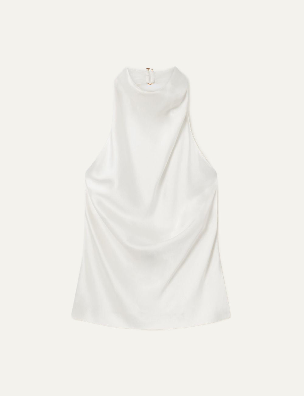 Stella McCartney satin halterneck top cream flat lay minimal