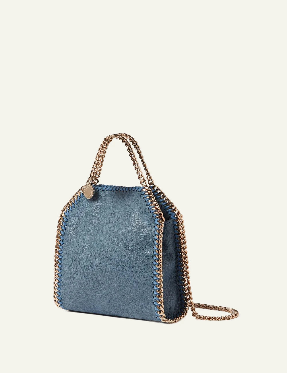 Stella McCartney Falabella tiny tote bag blue me chain detail side view