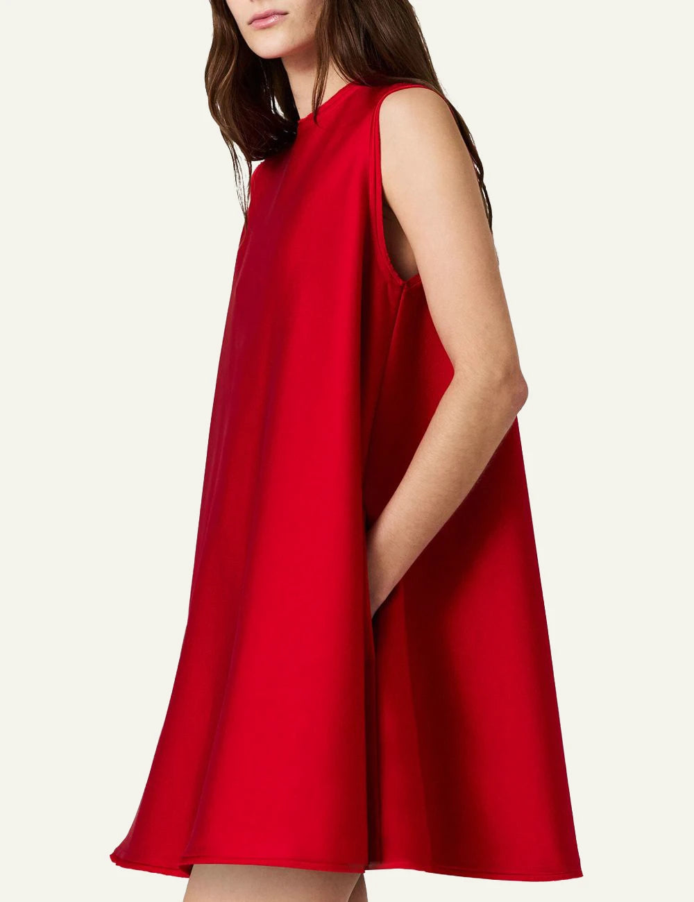 Stella McCartney envers satin A-line mini dress red sleeveless side view