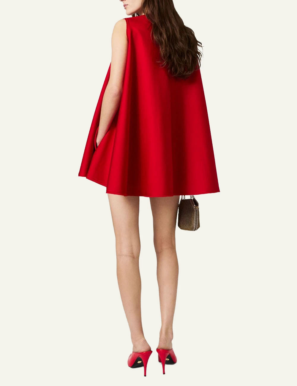 Stella McCartney envers satin A-line mini dress red sleeveless back view