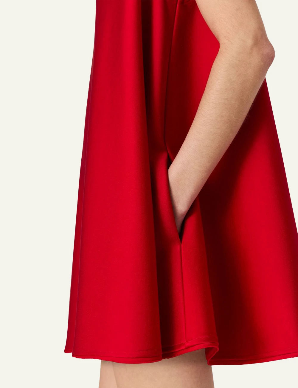 Stella McCartney envers satin A-line mini dress red sleeveless side detail view