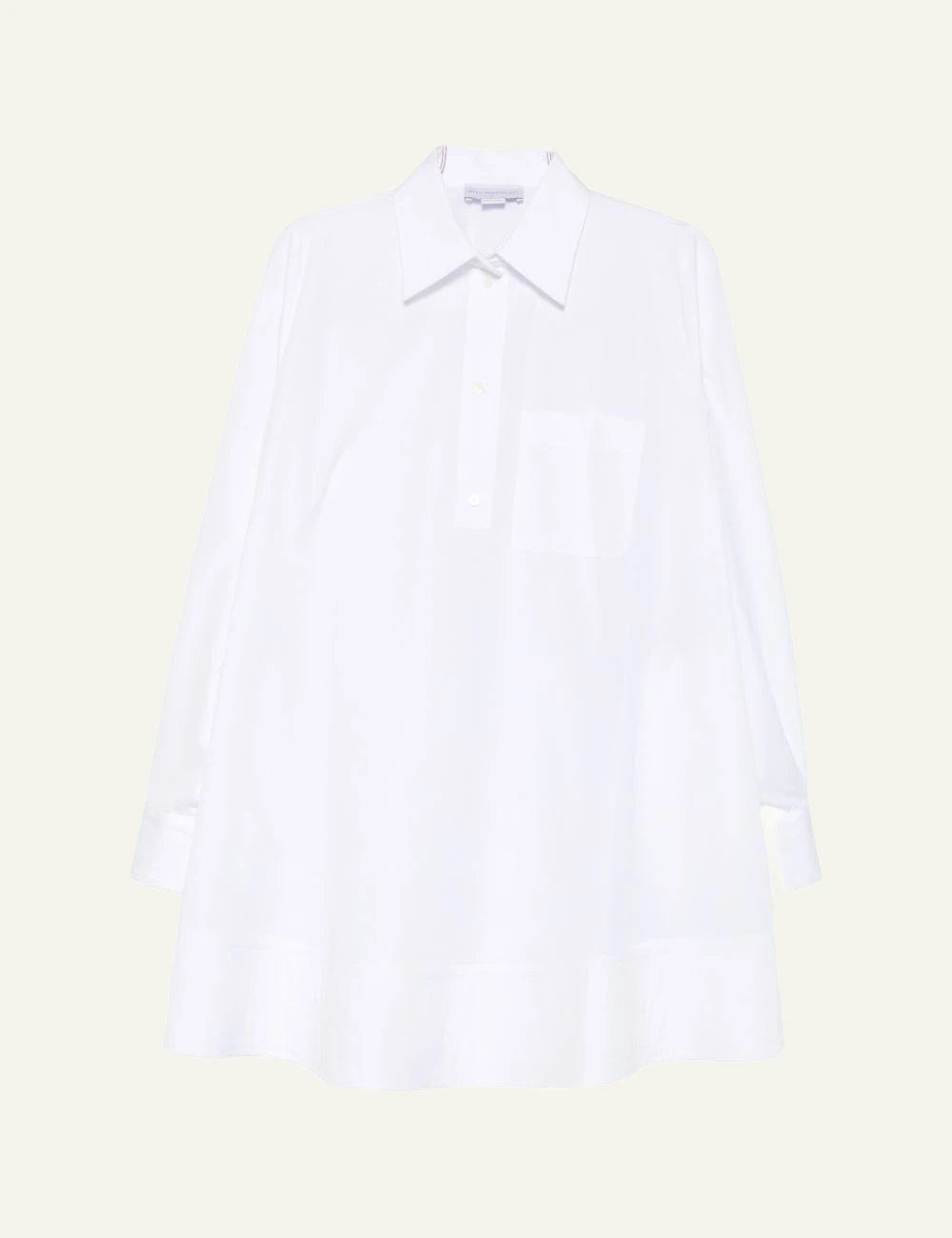 Stella McCartney white poplin mini shirt dress long sleeve front view