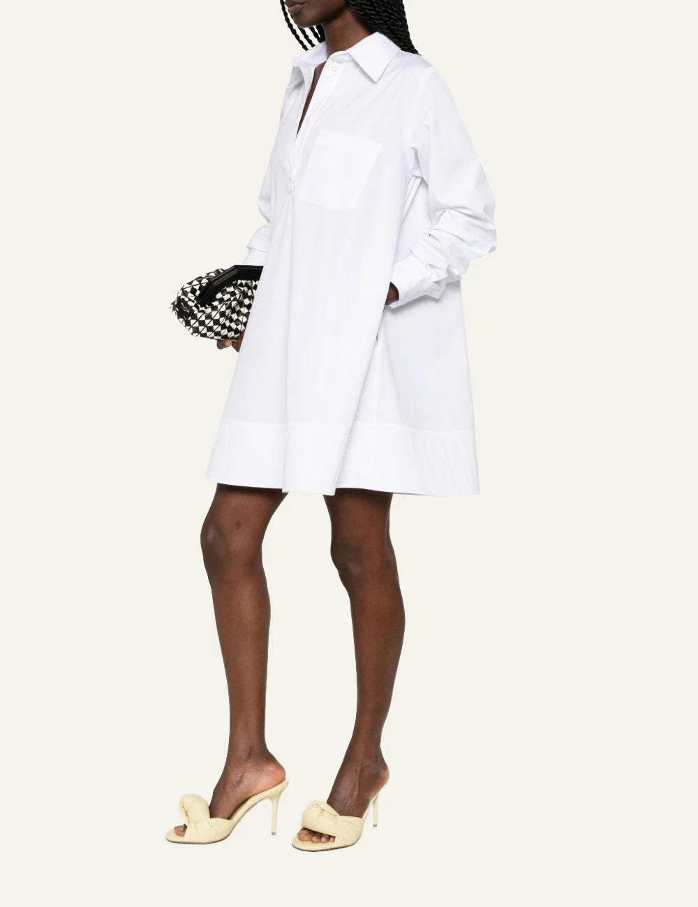 Stella McCartney white poplin mini shirt dress long sleeve side view