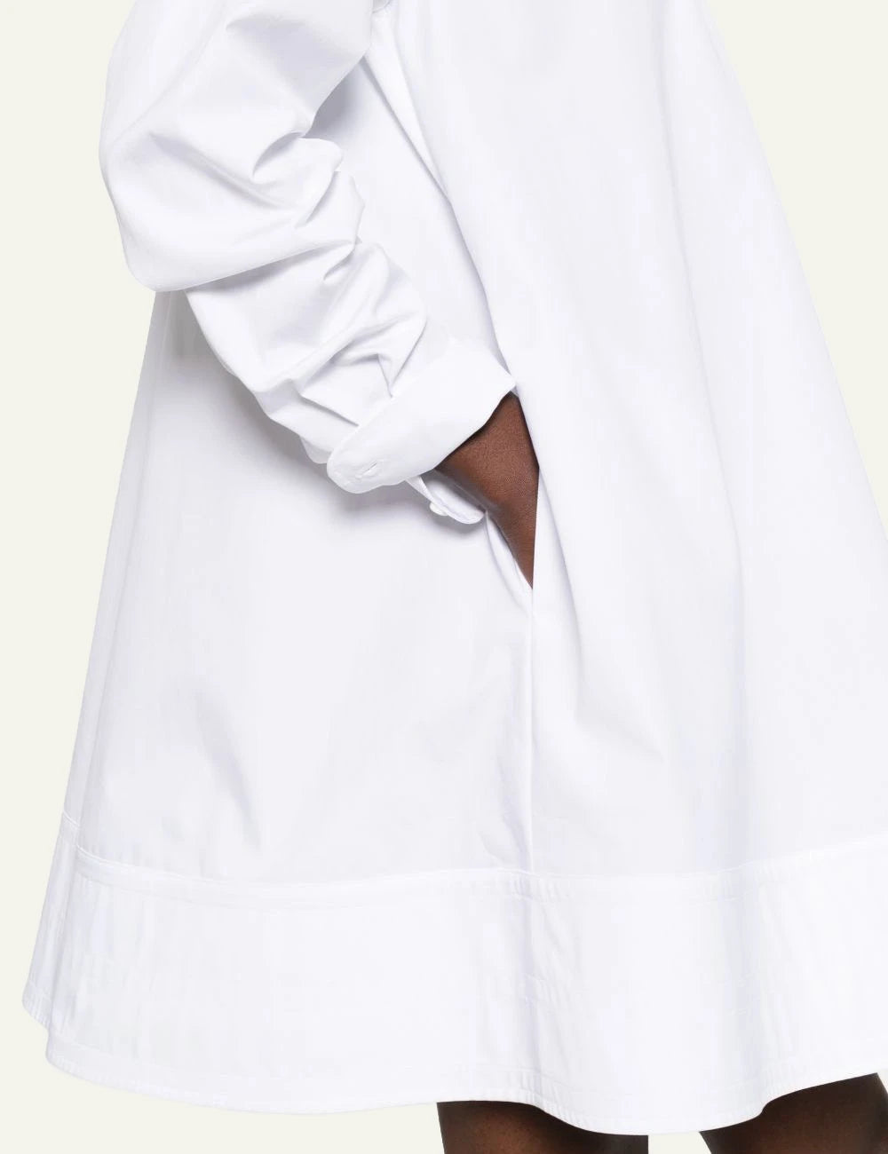 Stella McCartney white poplin mini shirt dress long sleeve side pocket view