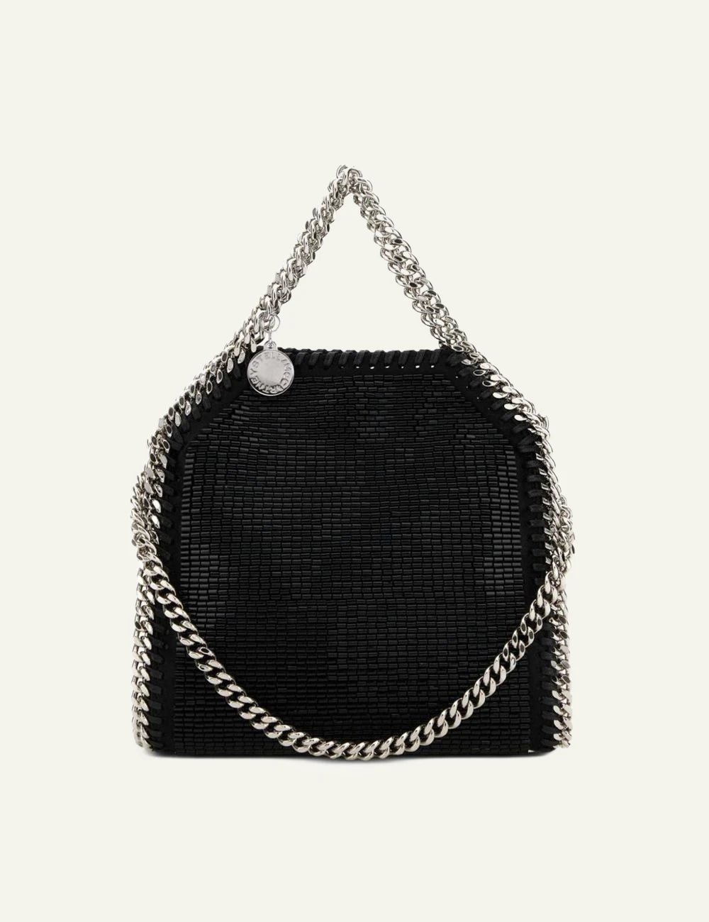Stella McCartney black beaded tote bag with silver chain handles