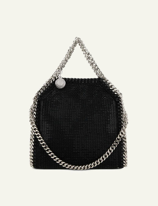 Stella McCartney black beaded tote bag with silver chain handles