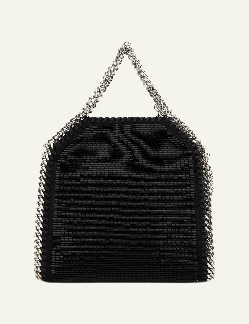 Stella McCartney black beaded tote bag with silver chain handles back