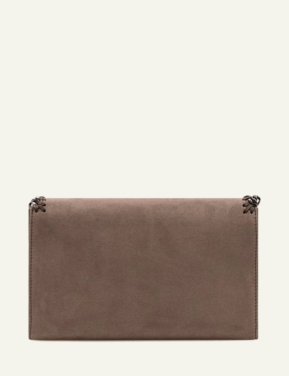 Stella McCartney brown clutch bag with chain strap and whipstitch detailing back
