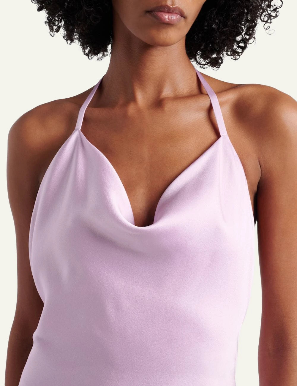 Stella McCartney Envers satin maxi dress pink front detail view