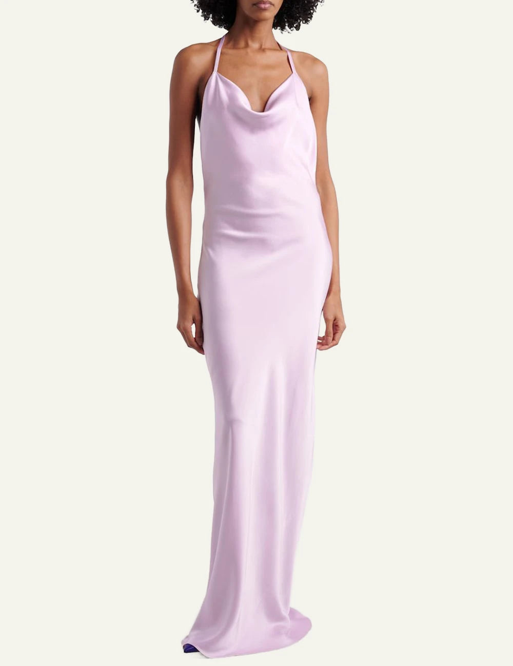 Stella McCartney Envers satin maxi dress pink front full body view