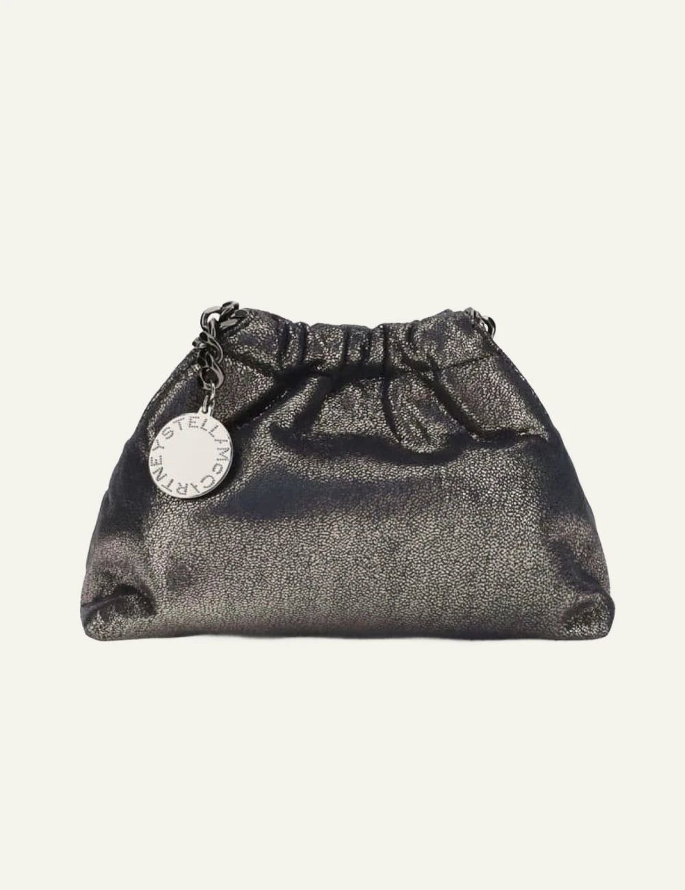 Stella McCartney metallic laminated pouch bag with mesh handle