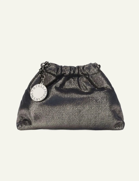 Stella McCartney metallic laminated pouch bag with mesh handle