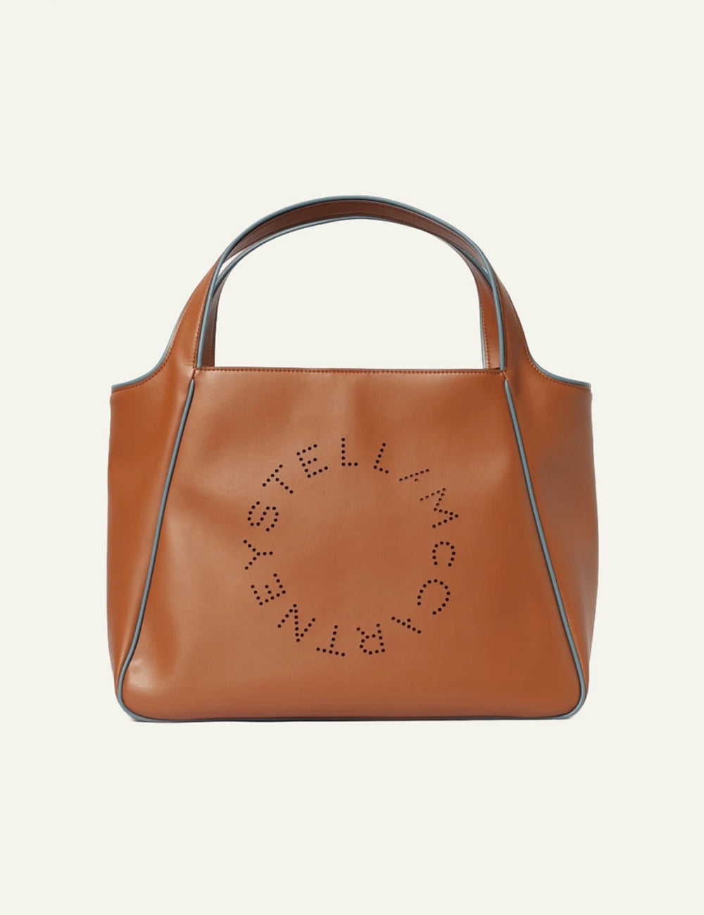 Stella McCartney perforated logo tote bag brown front view