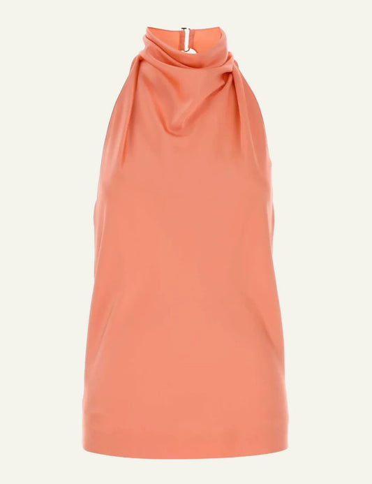 Stella McCartney satin open back top pink front view