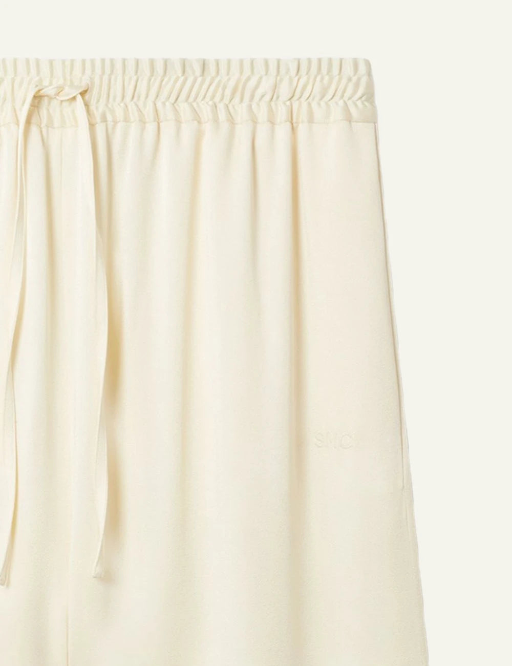 Stella McCartney wide leg drawstring trousers beige front detail view
