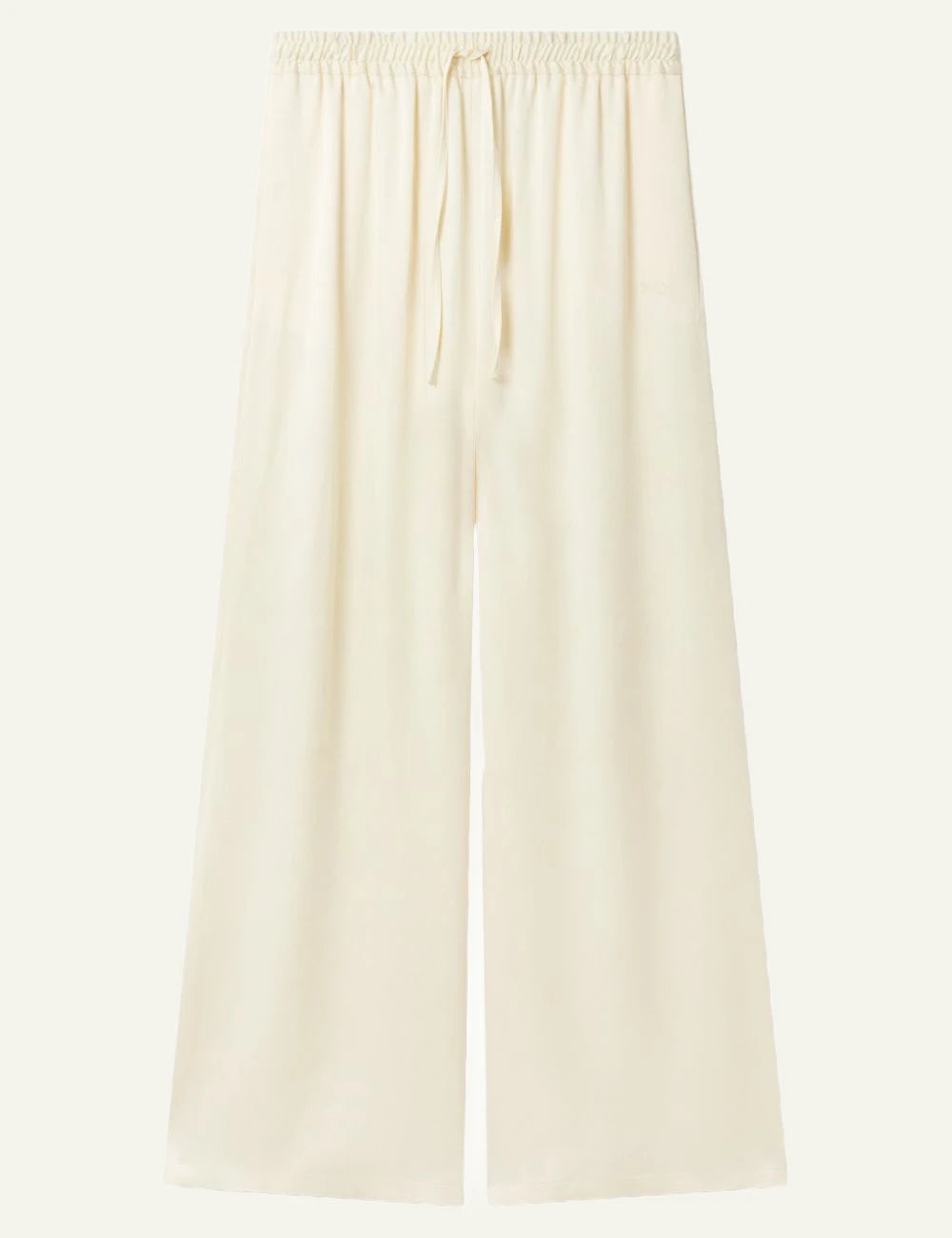 Stella McCartney wide leg drawstring trousers beige front view