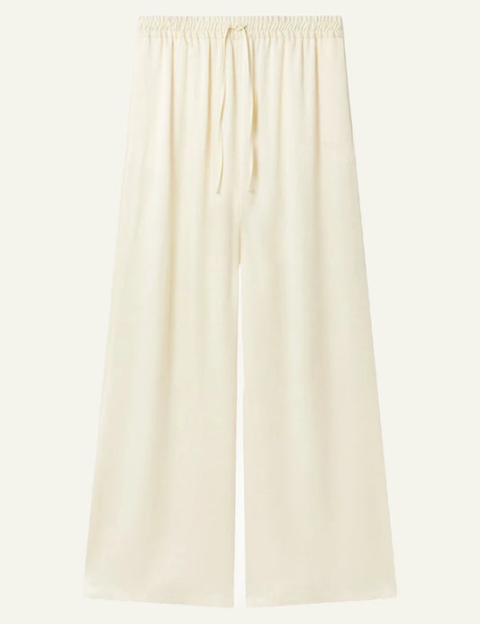 Stella McCartney wide leg drawstring trousers beige front view