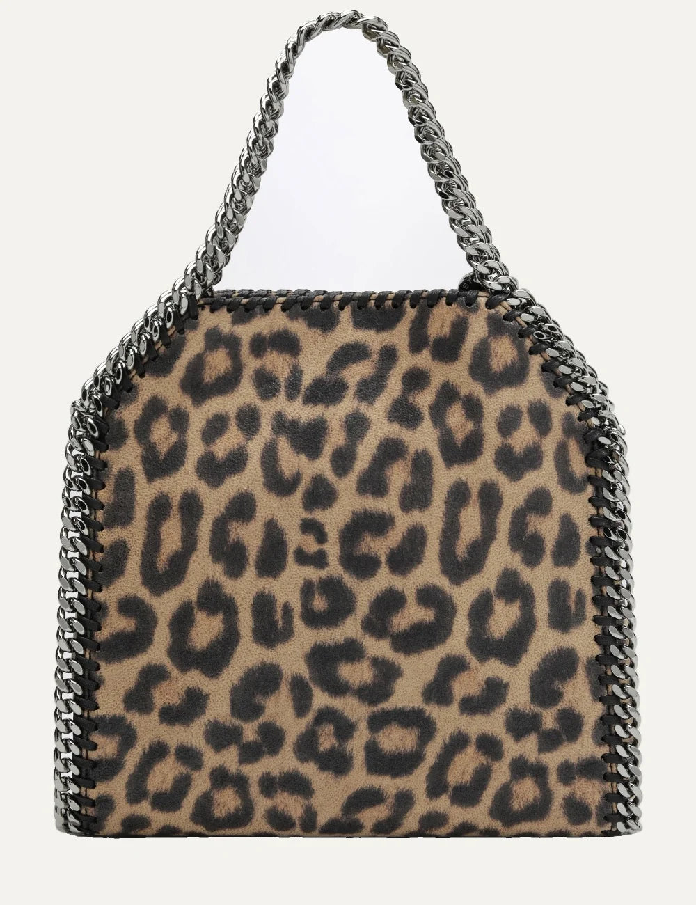 Stella McCartney women mini Falabella leopard print faux leather bag with silver-tone chain handles and shoulder strap back