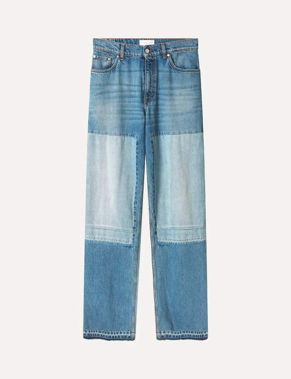 Stella McCartney women's blue organic cotton patchwork straight-leg jeans