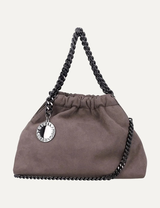 Stella McCartney women's grey brown mini tote bag with chain straps