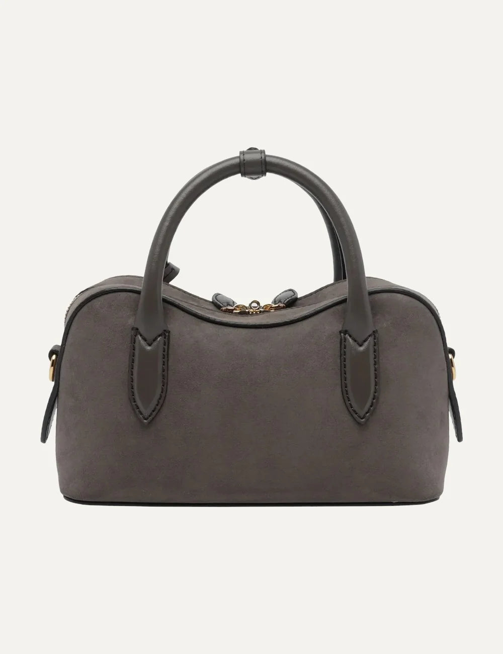 Stella McCartney women's grey brown vegan suede top handle bag back