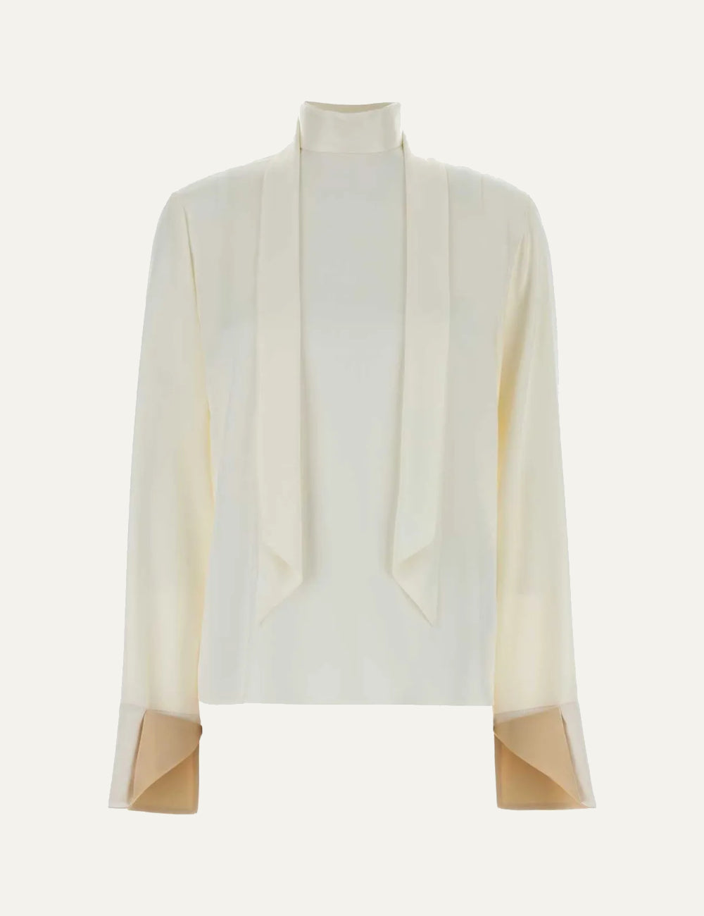 Stella McCartney women's ivory satin high neck blouse with open back and tie detail