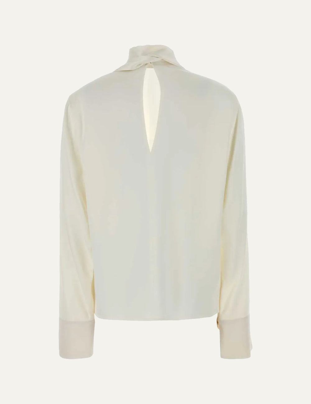 Stella McCartney women's ivory satin high neck blouse with open back and tie detail back