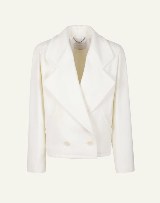 Stella McCartney women's ivory wool and viscose cropped double-breasted coat
