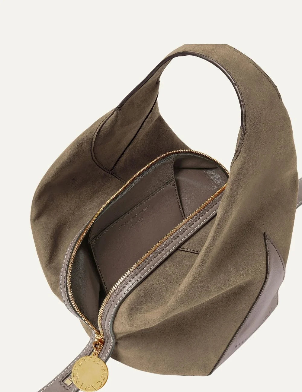 Stella McCartney women's sand vegan leather small bucket bag with Appaloosa hardware top
